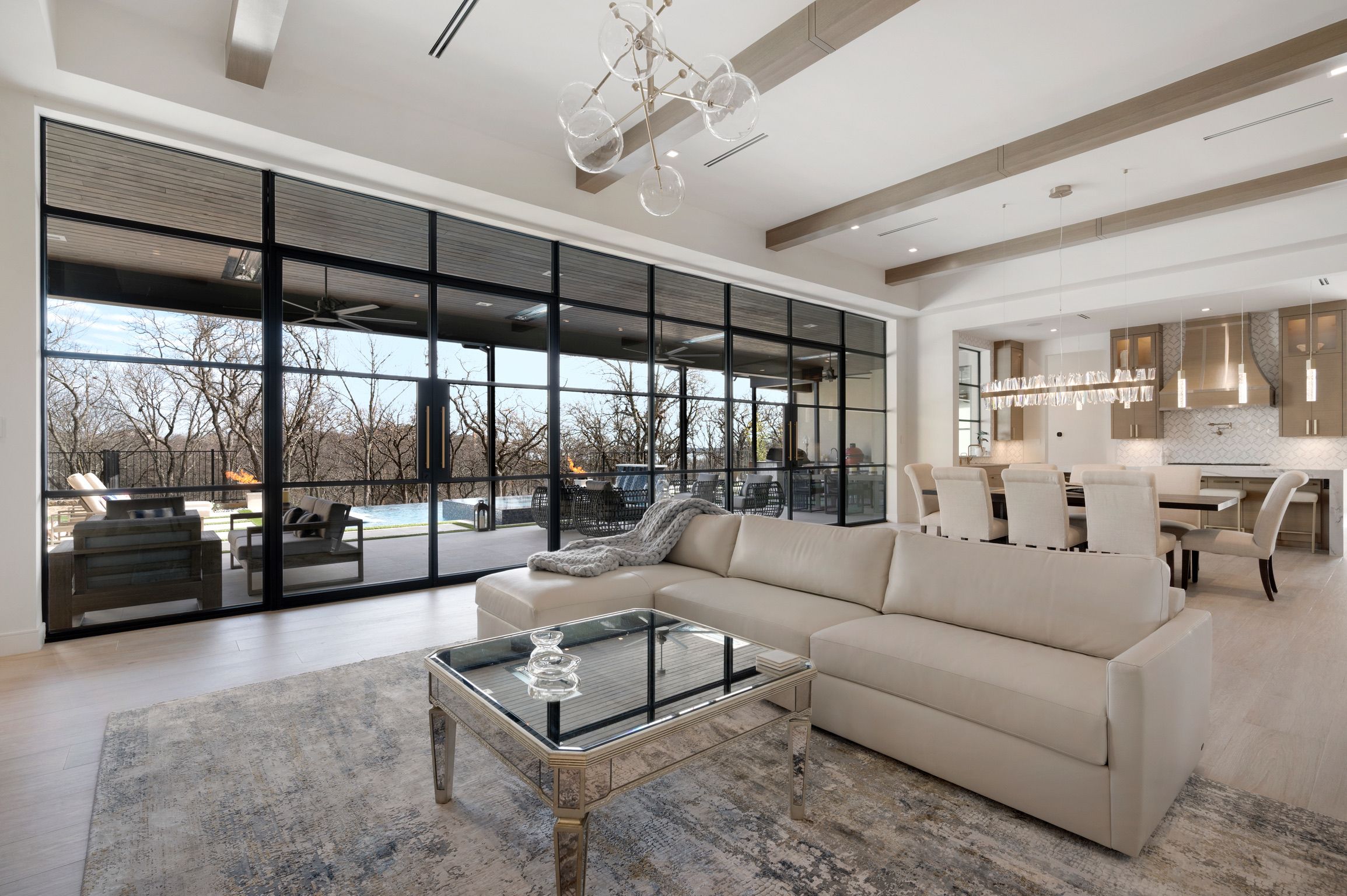 Living room steel window wall