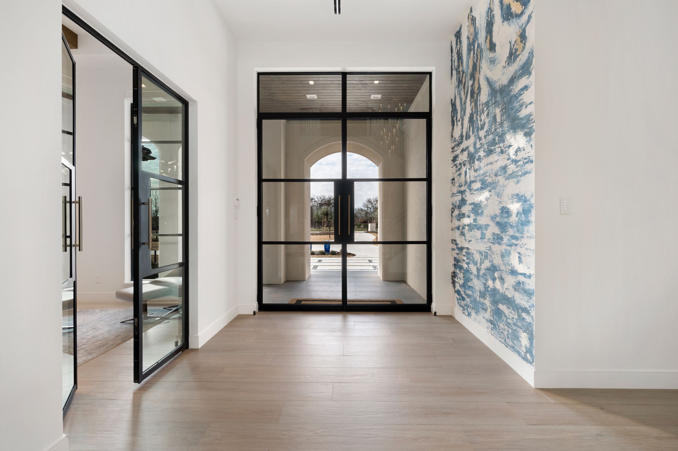 Interior hall with steel entry doors