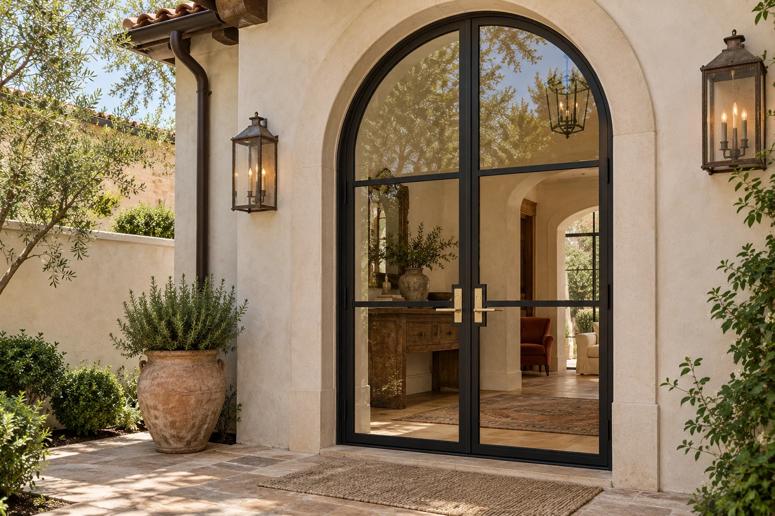Full-arch double entrance; main courtyard entrance