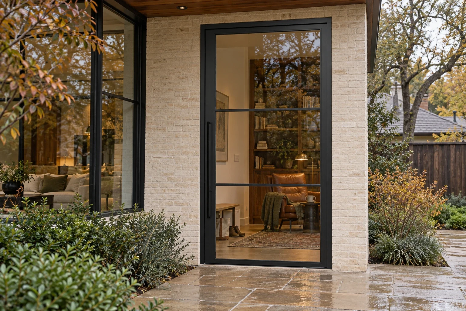 Divided-light pivot; garden reading-room opening