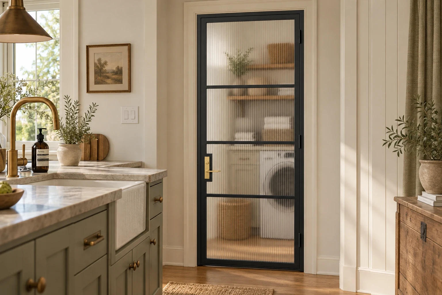 Reeded passage door; kitchen to laundry/service room