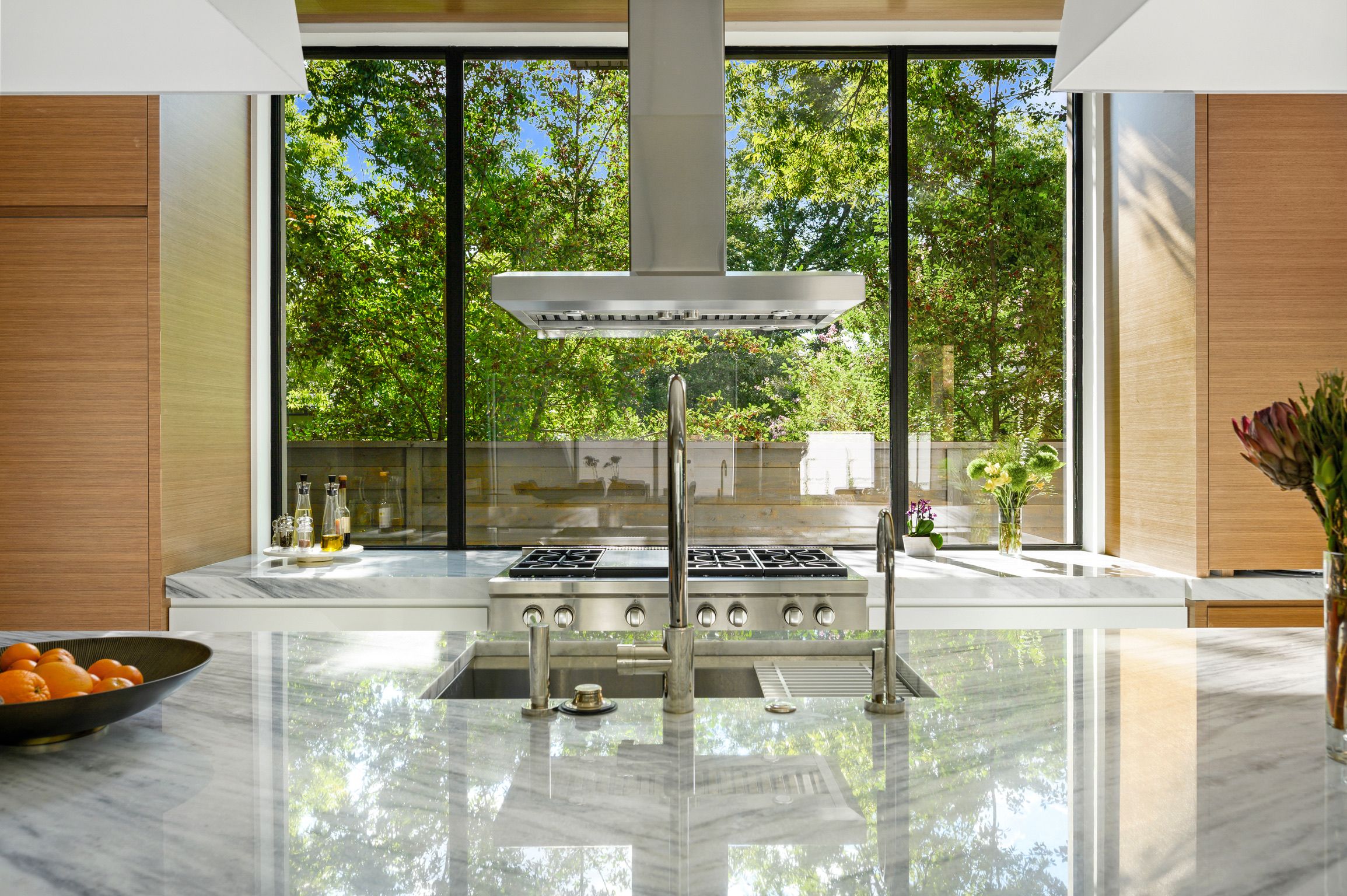 Kitchen steel window wall