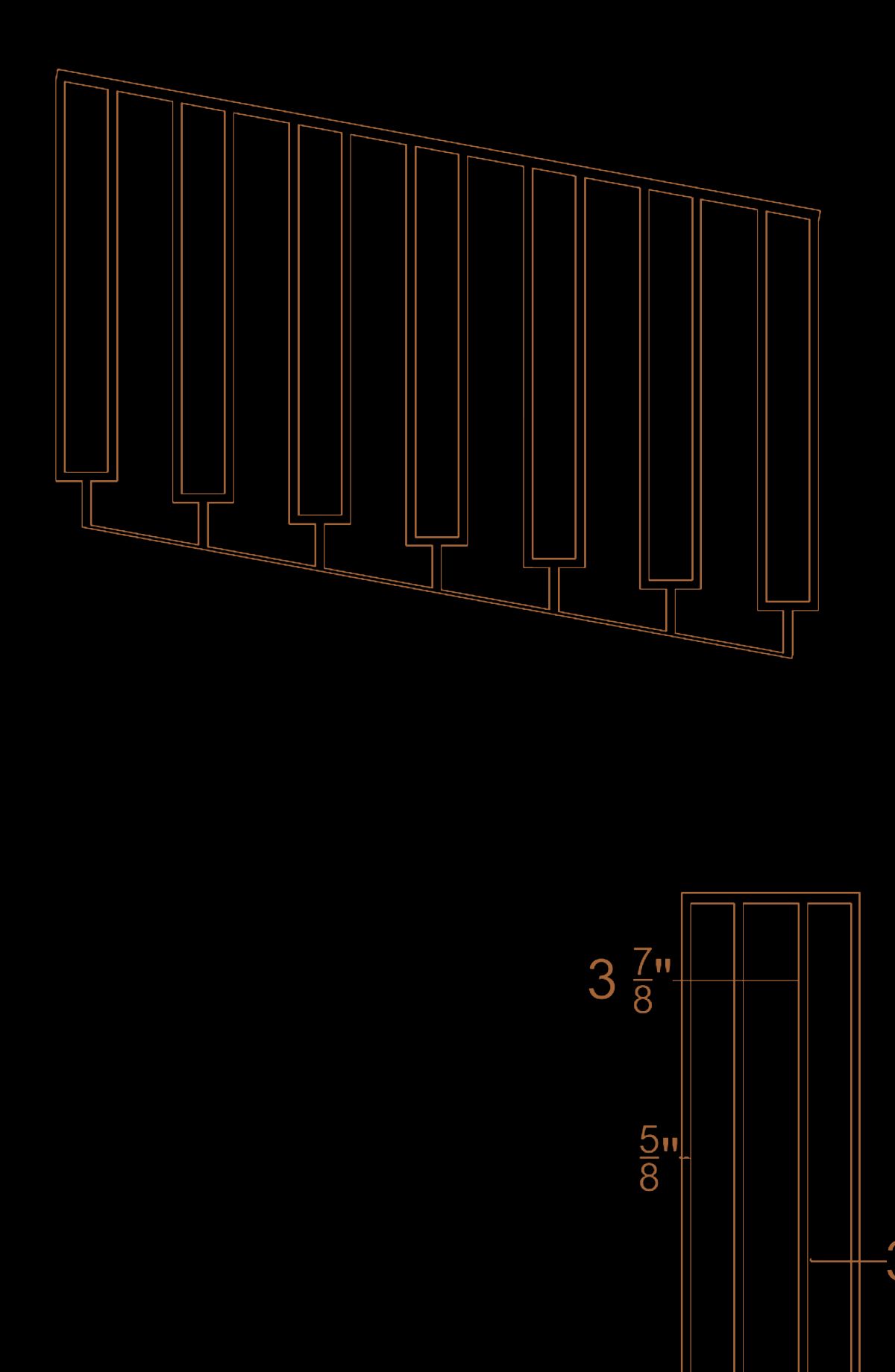 Public-safe linework from the approved custom stair-railing drawing