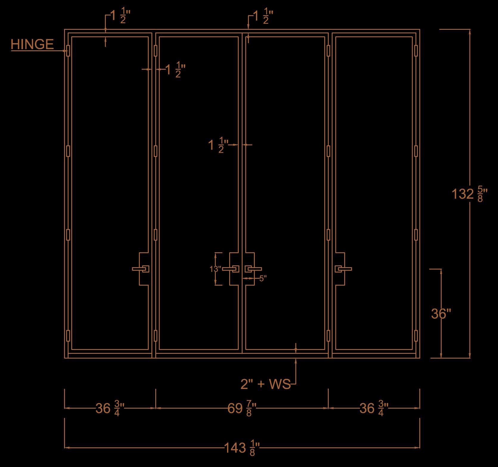 Line drawing of the four-leaf steel wine-enclosure