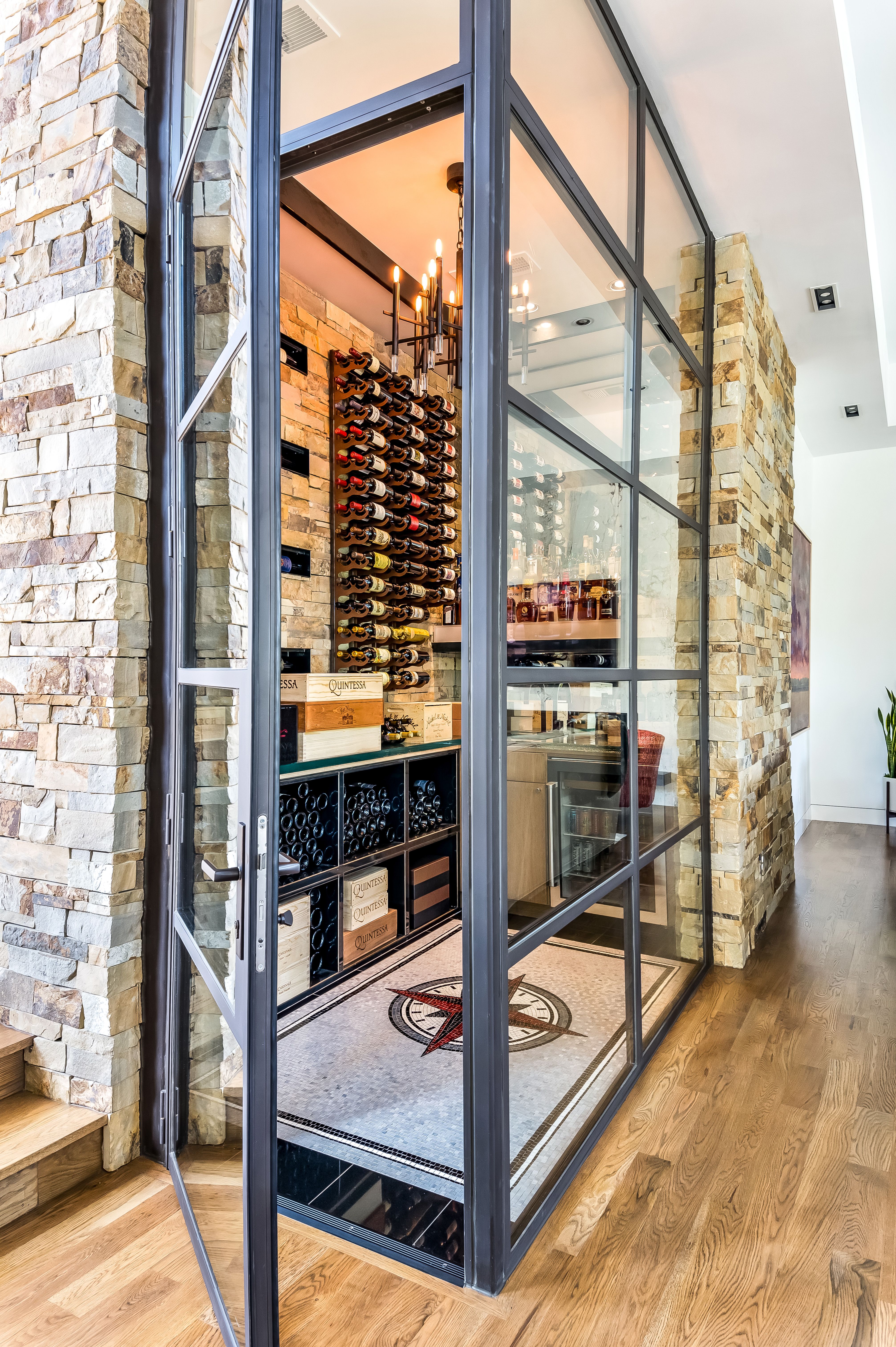 Wine cellar steel-and-glass door