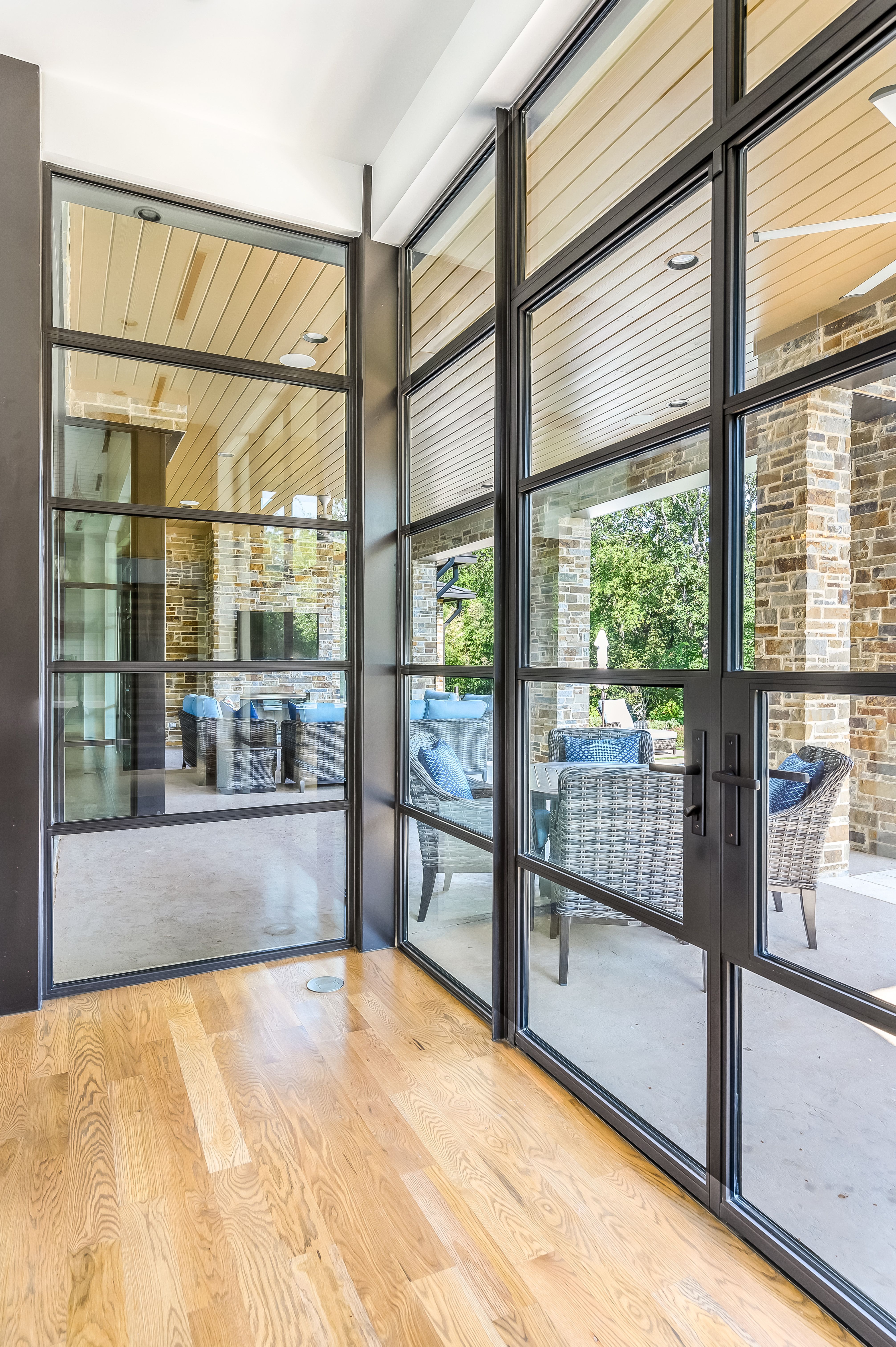 Interior steel-and-glass partition in the hall