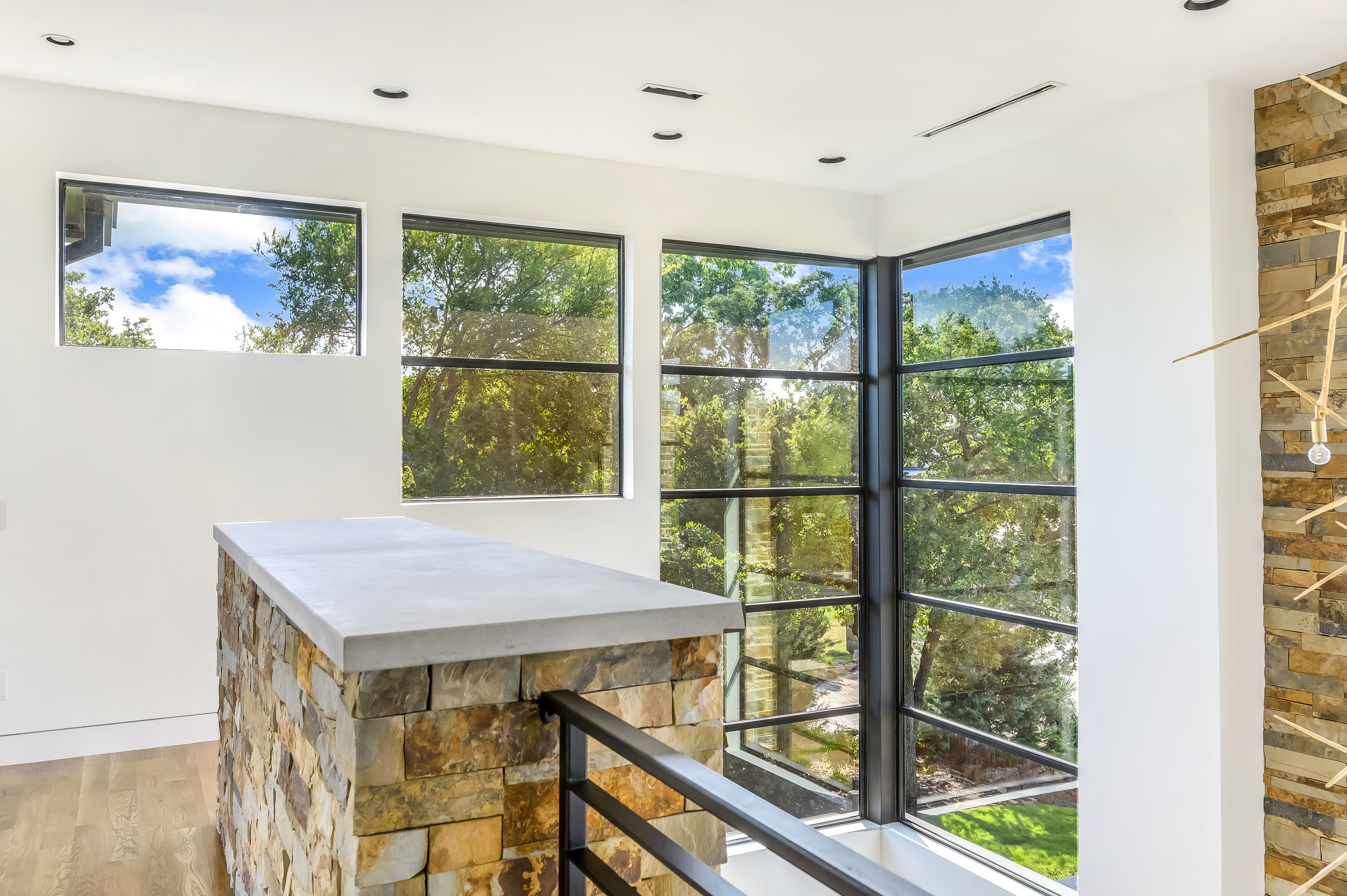 Upstairs landing steel window wall