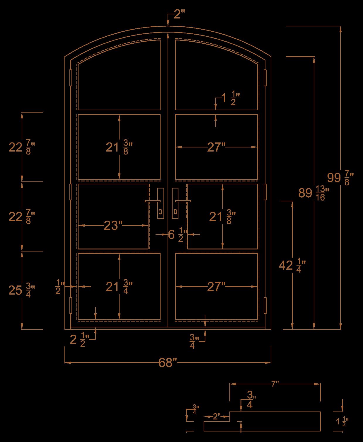 Line drawing of the coordinated three-door courtyard