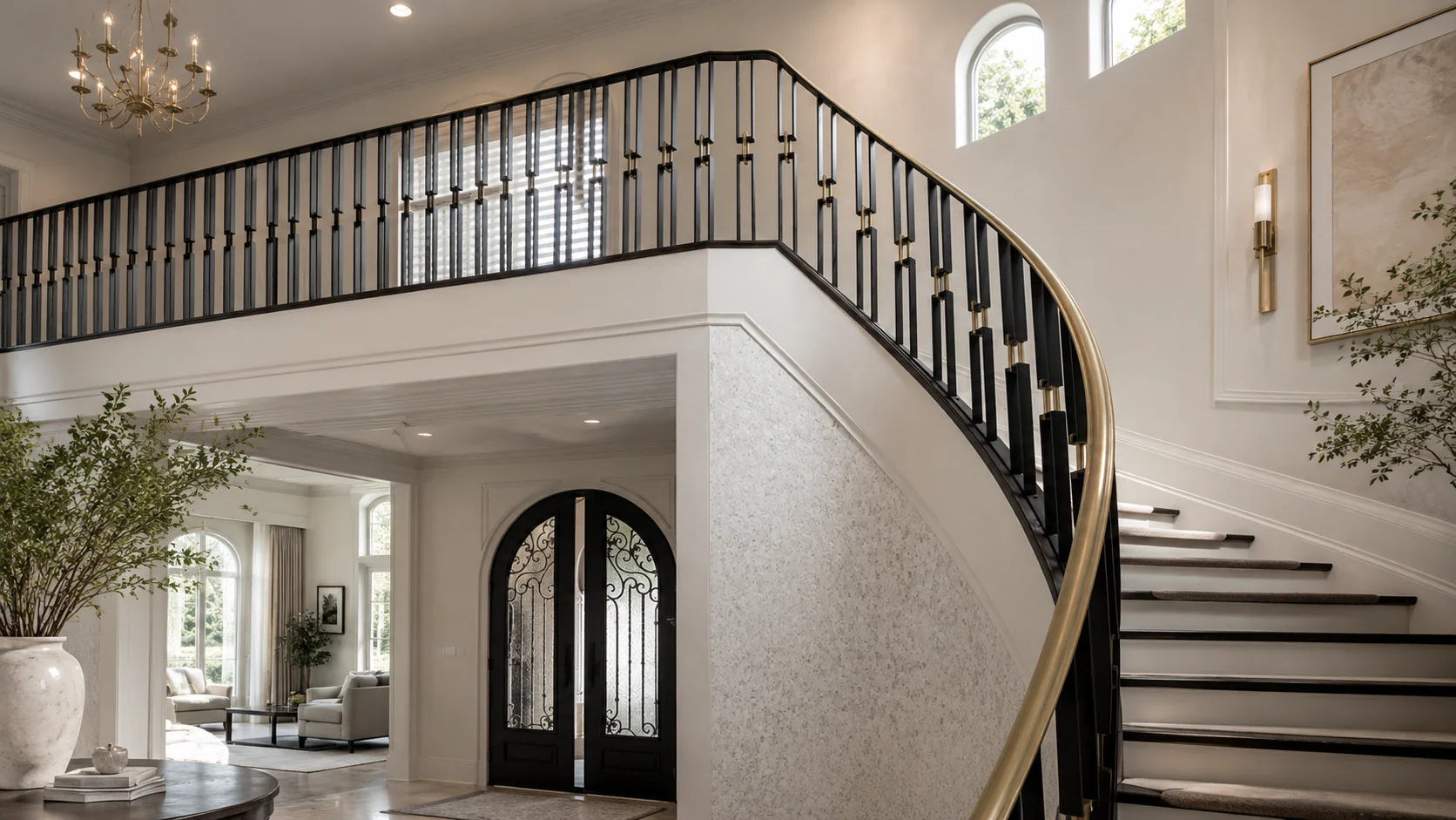 Grand foyer stair and balcony railing concept