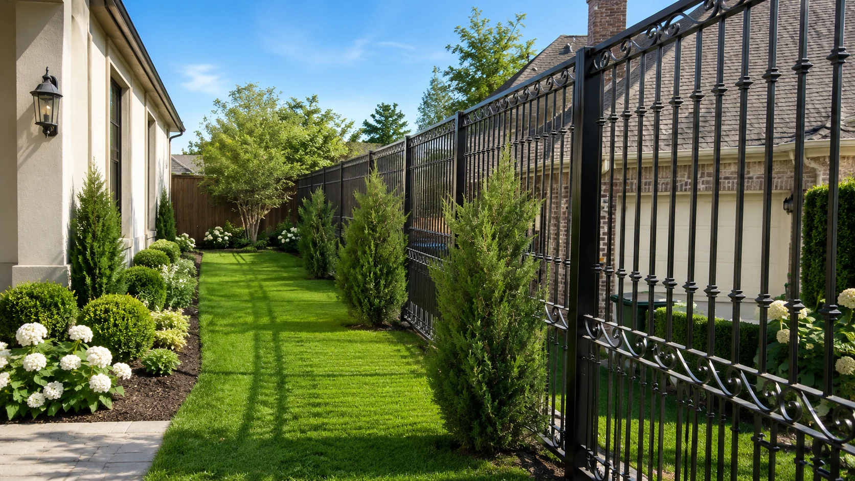 Garden iron fence and perimeter railing concept