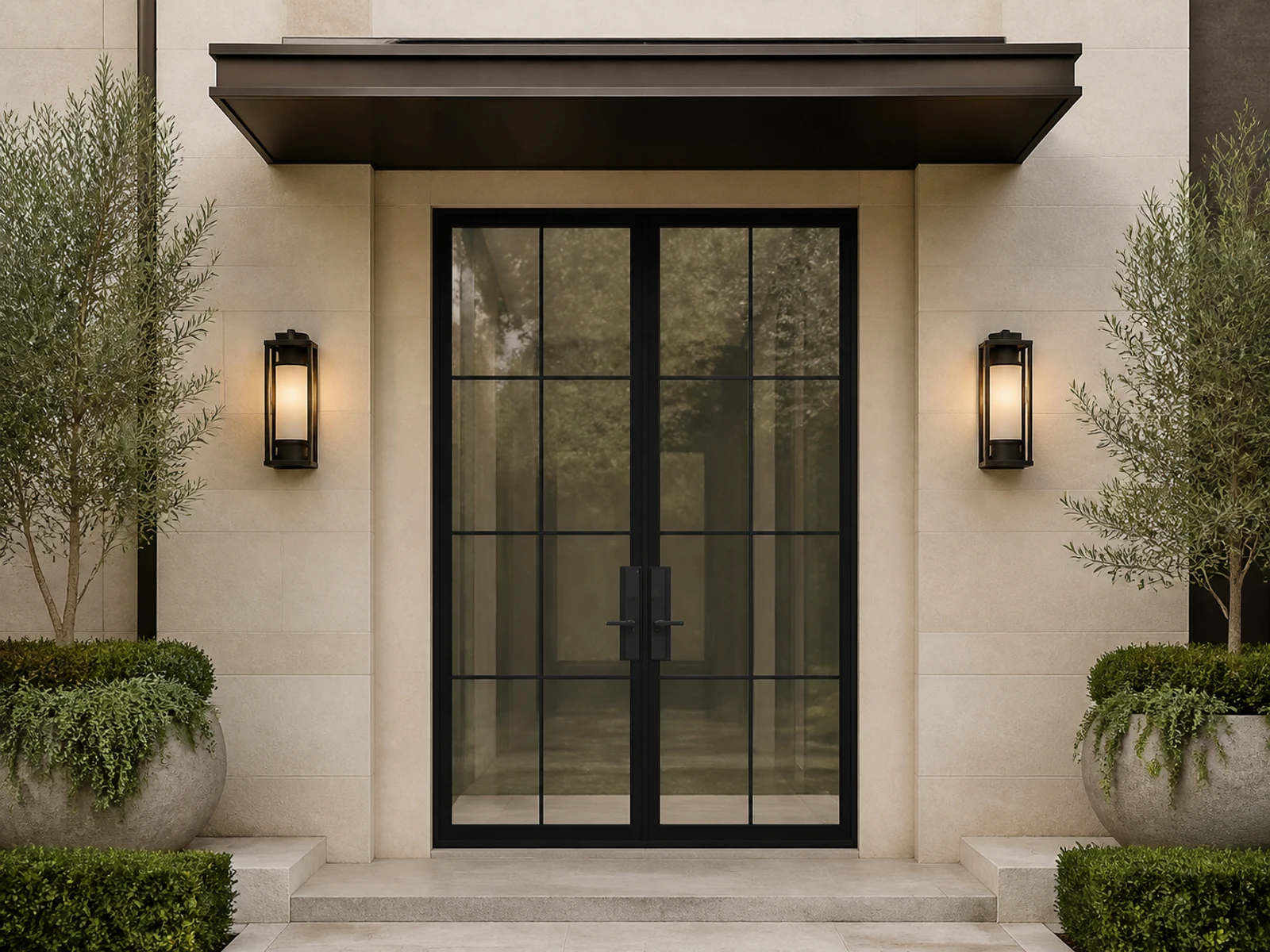 Architectural room scene for the exact eight-lite double entry configurator state