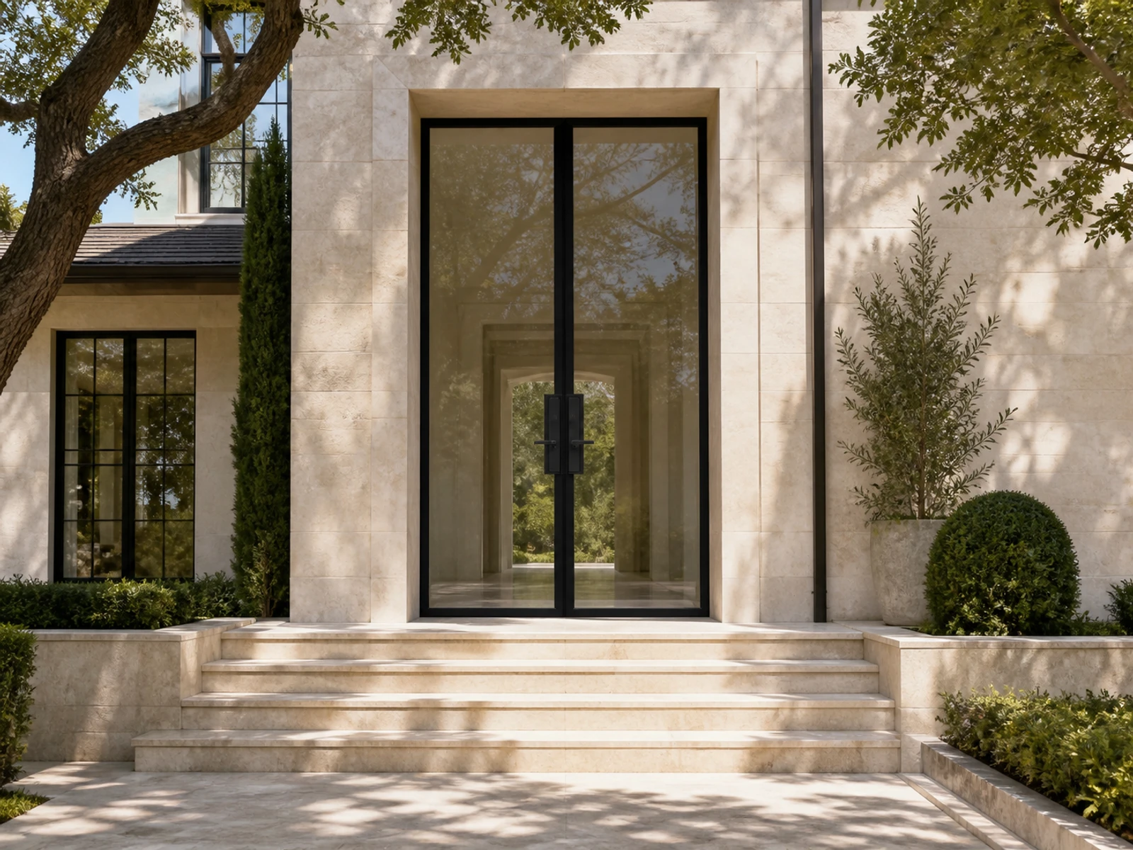 Architectural room scene for the exact full-view double entry configurator state
