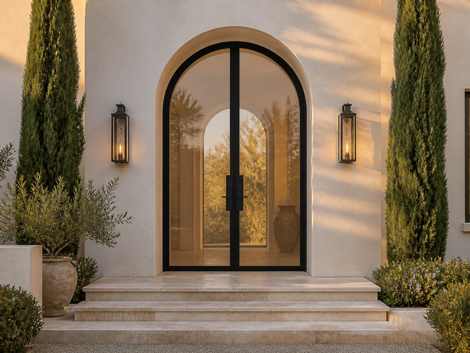 Architectural room scene for the exact full-view arched double entry configurator state