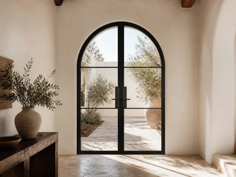 Full-arch steel and glass entrance