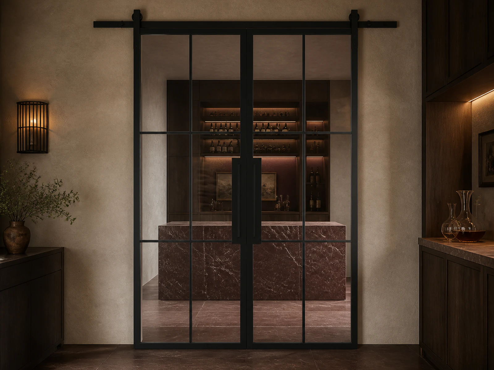 Photorealistic concept room for the exact double barn-door configuration