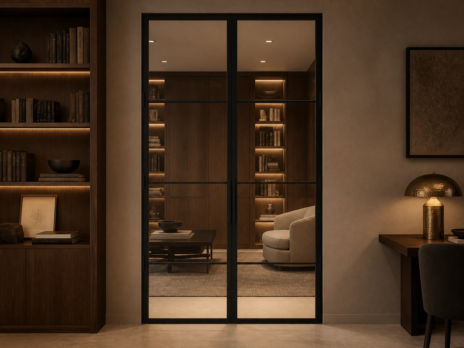 Photorealistic concept room for the exact interior double-door configuration
