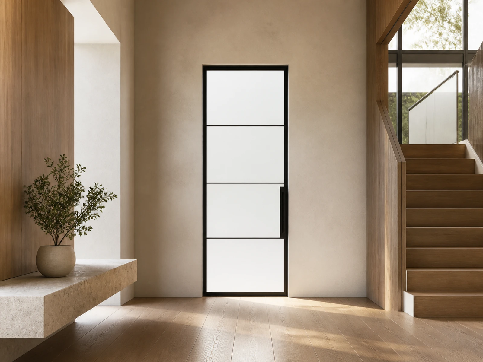 Architectural room scene for the exact four-lite tall pivot configurator state