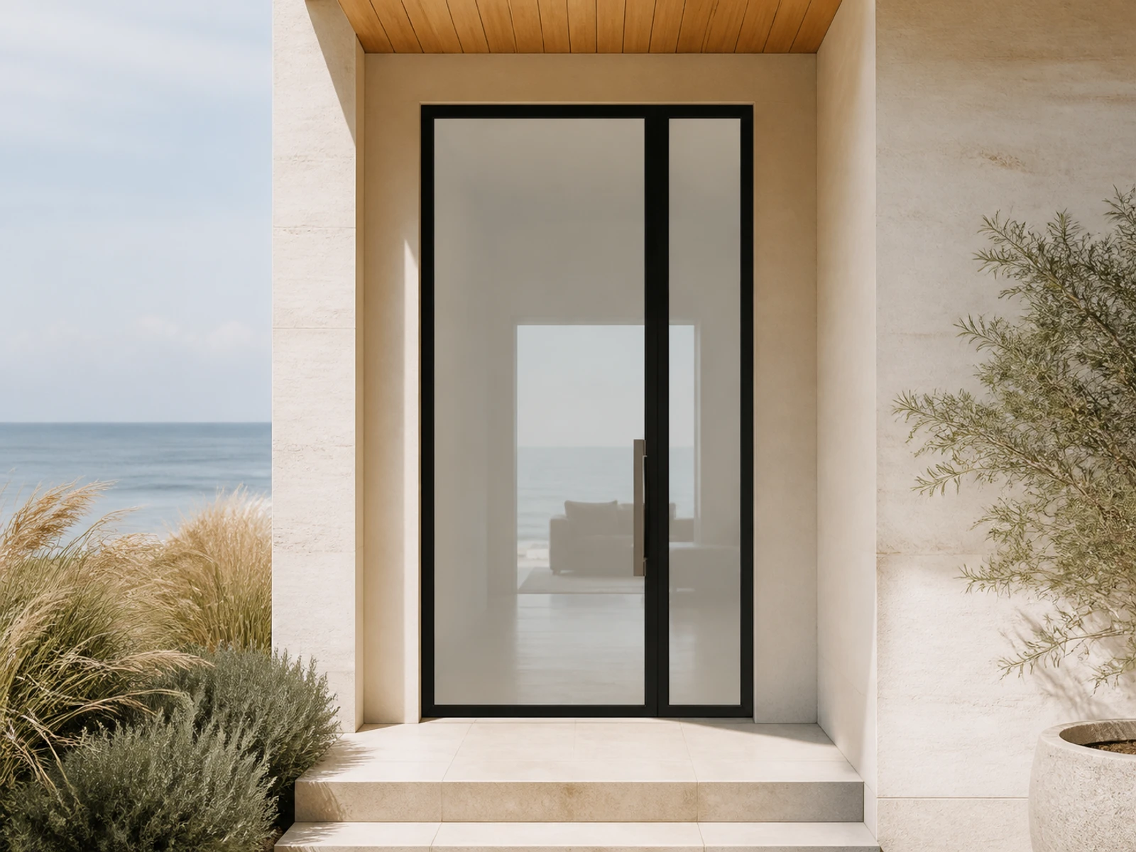 Architectural room scene for the exact pivot + right sidelight configurator state