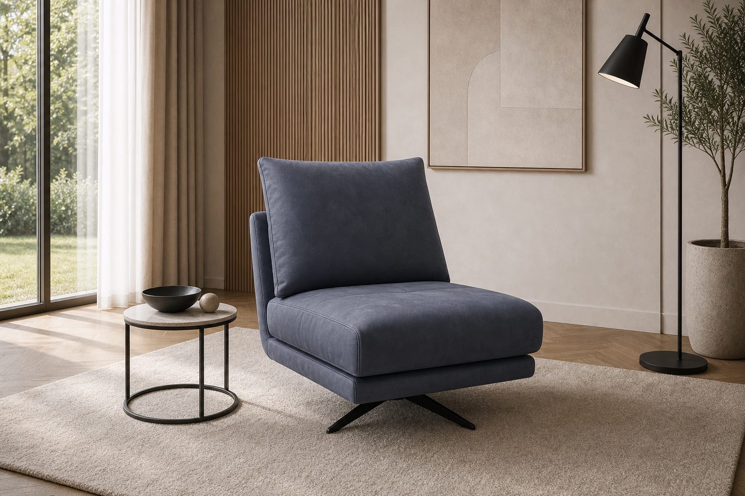 Atene Armless Armchair in a styled room