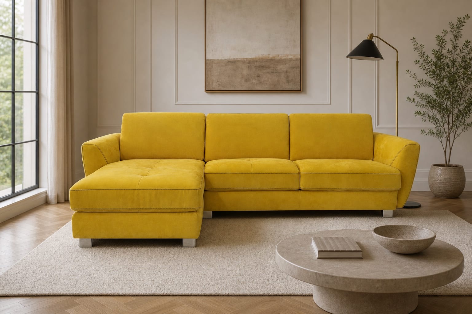 Aurelia Sleeper Sofa Chaise in a styled room