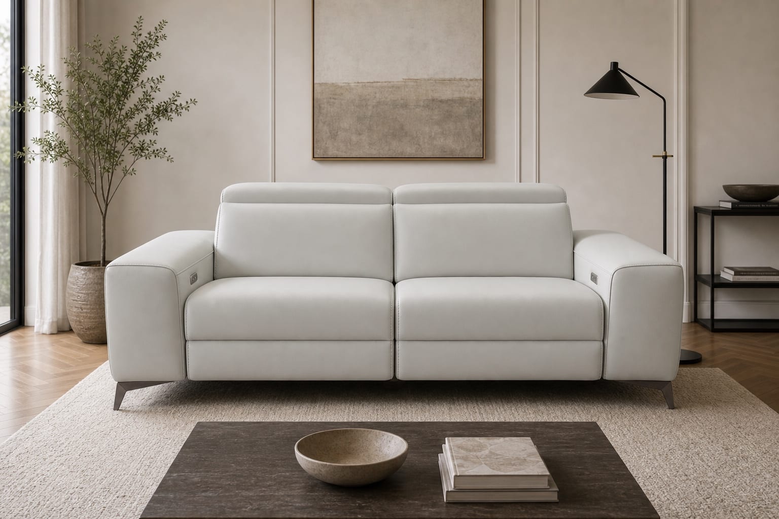Bacco Reclining Sofa in a styled room