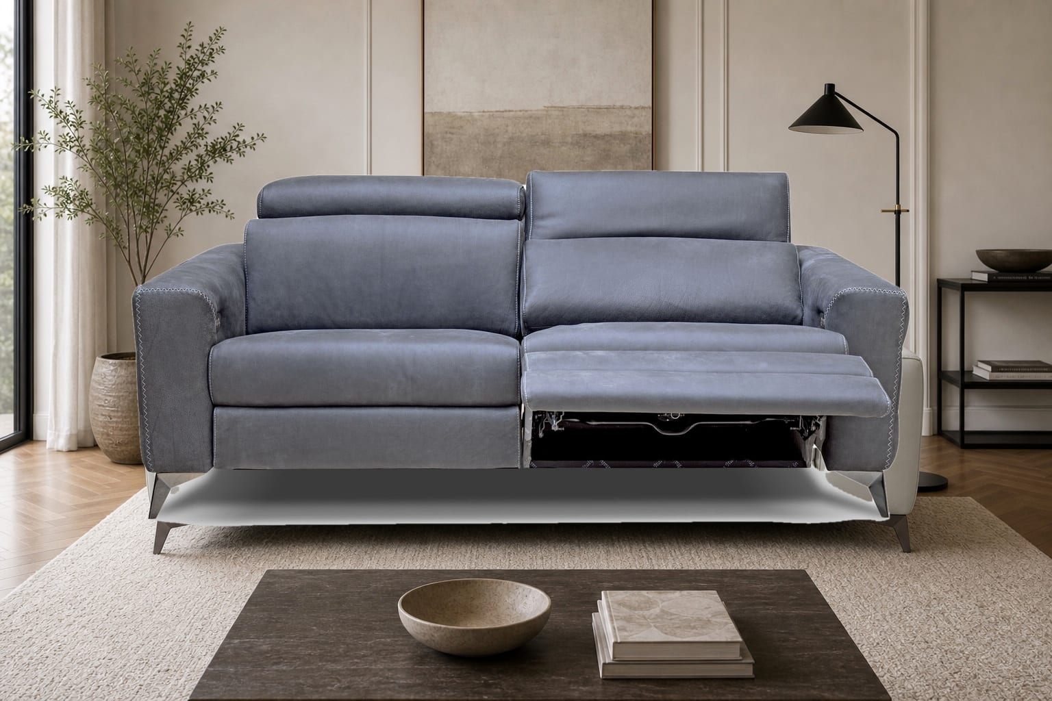 Ermes Reclining Sofa in a styled room