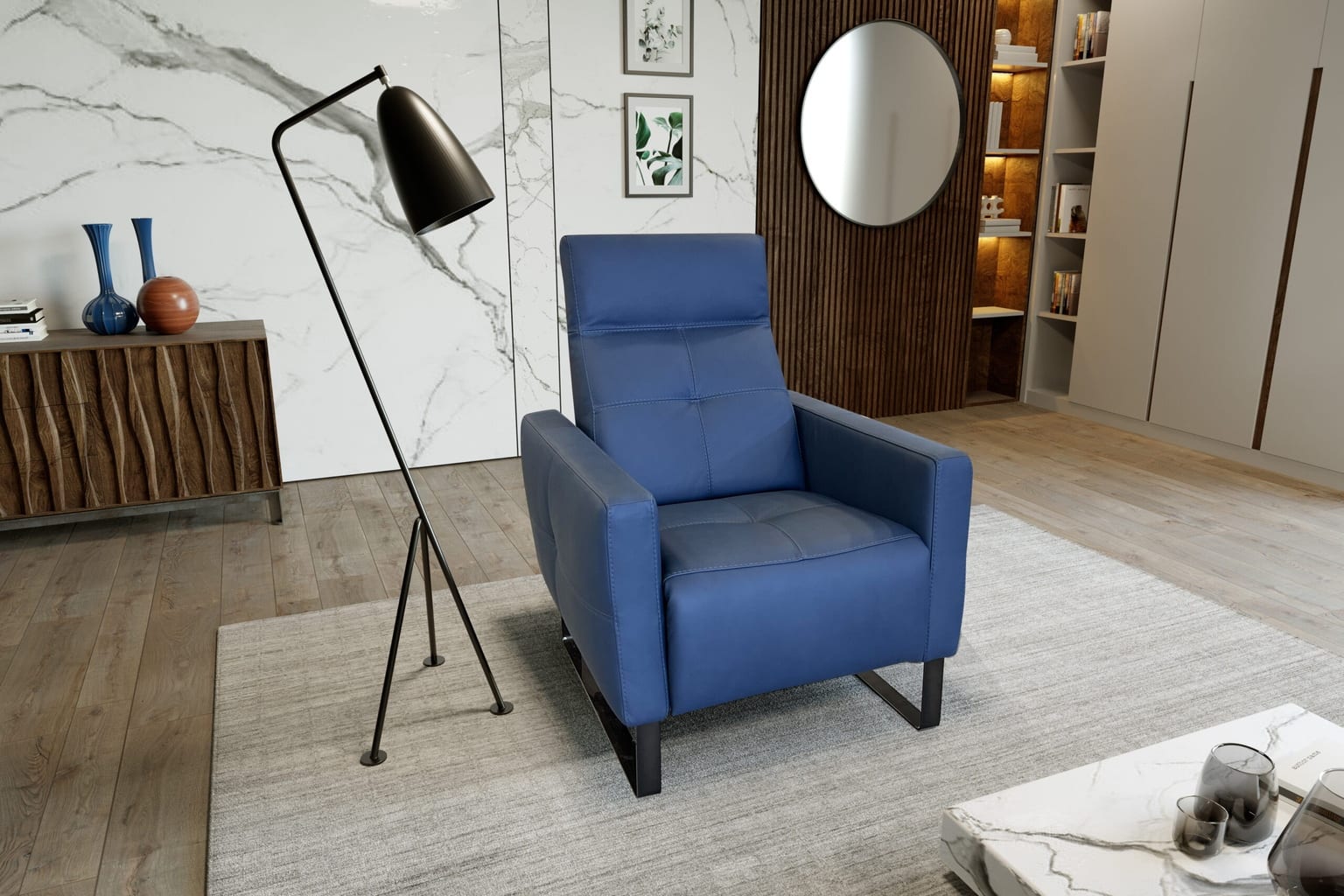 Kiki Pushback Recliner in a styled room