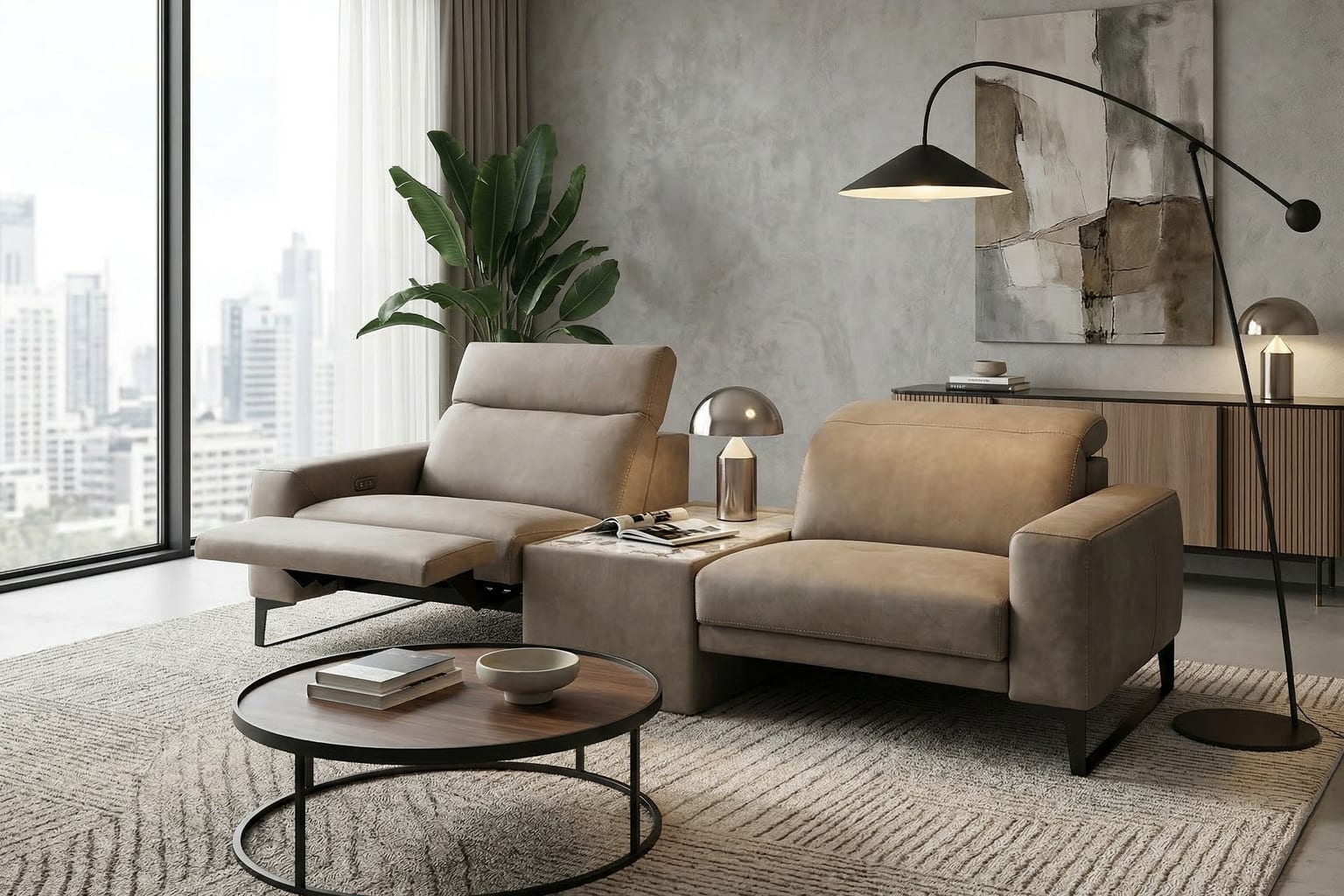 Marilyn Reclining Sofa in a styled room