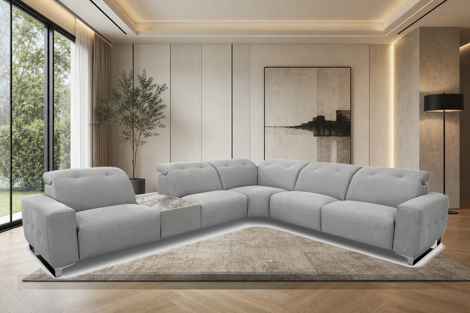 Mary Sectional With Table in a styled room