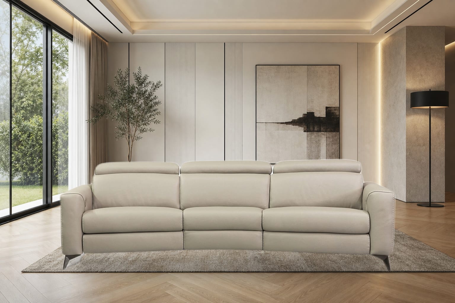 Morfeo Curved Sectional in a styled room