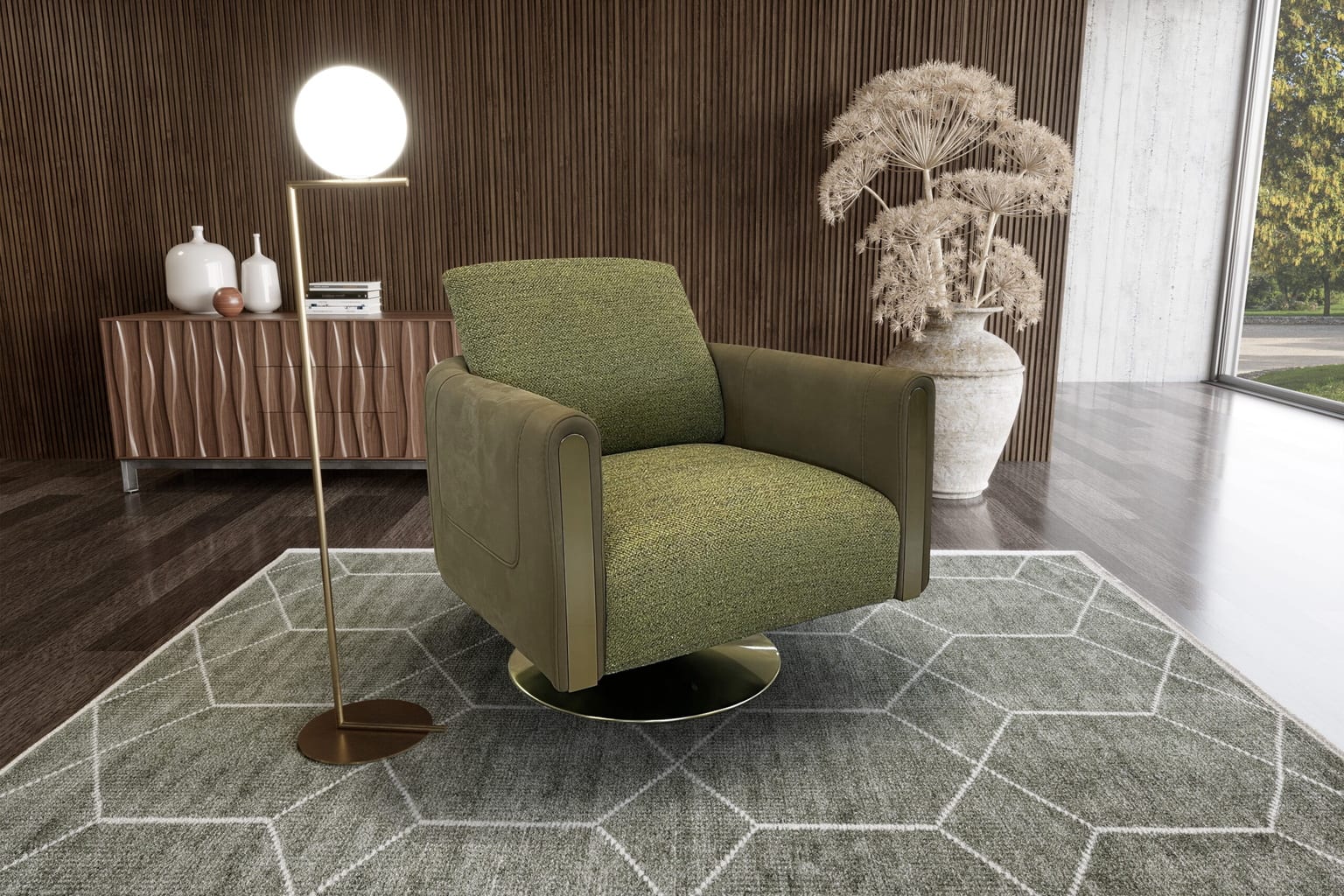 Platinum Armchair in a styled room