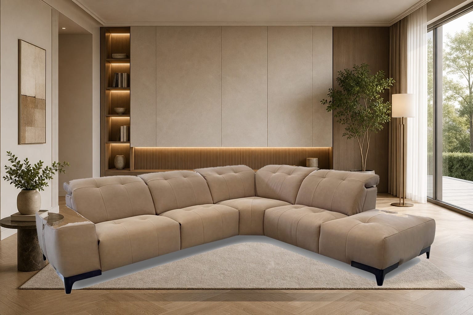 Rosy Sectional in a styled room