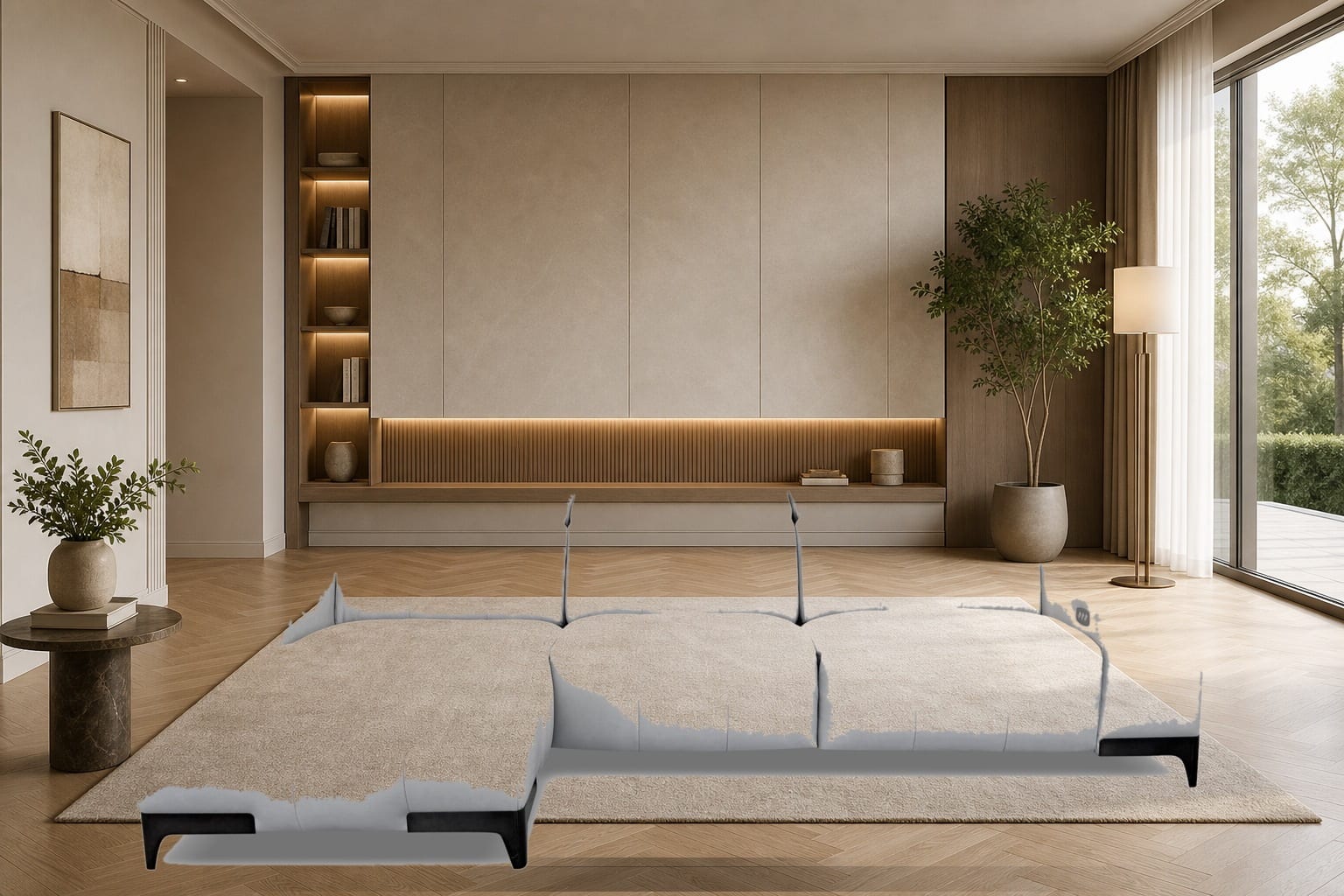 Rosy With Chaise in a styled room