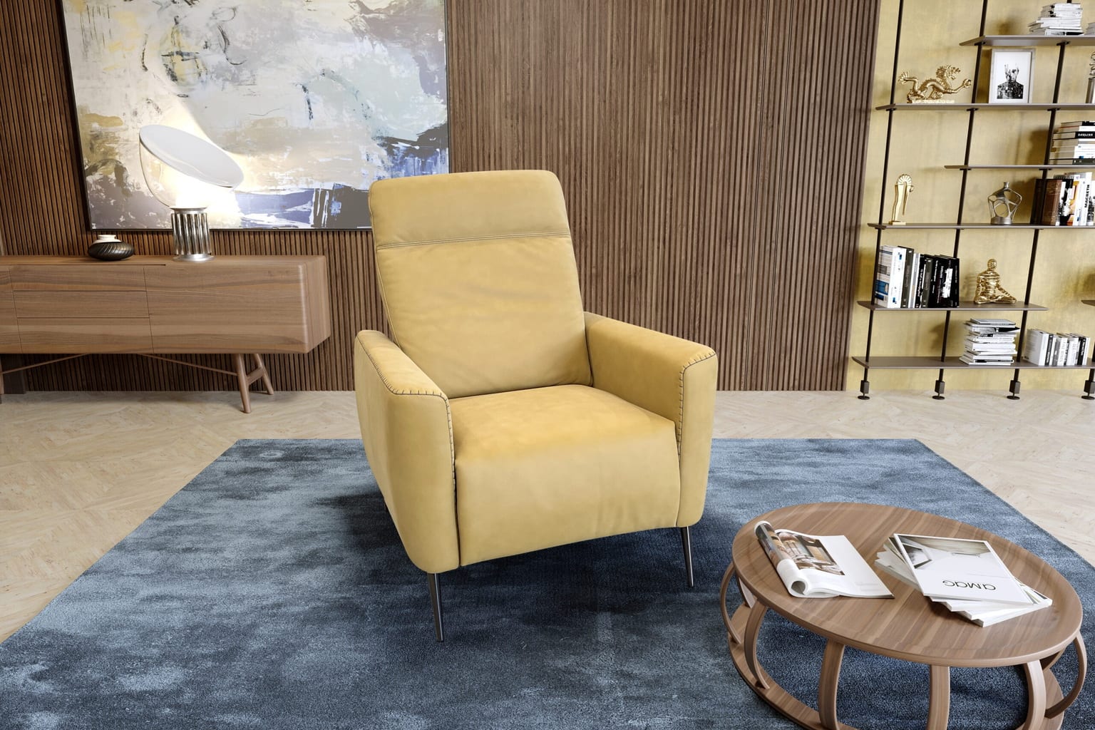 Sirio Pushback Recliner in a styled room