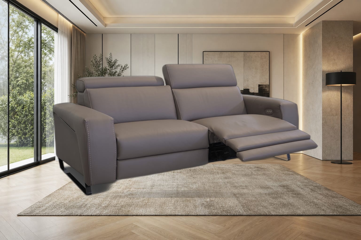 Vogue Reclining Sofa in a styled room