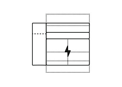 Official Bracci technical drawing for V106 LHF Maxi Power Recliner · Headrest + Footrest.