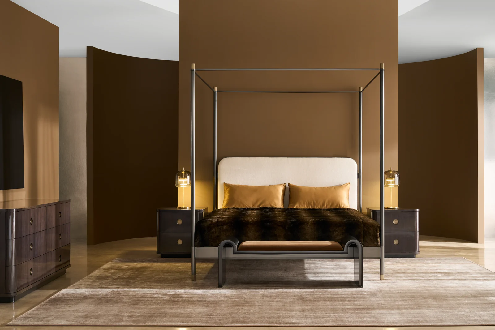 Campaign King Bed With Canopy — view 2
