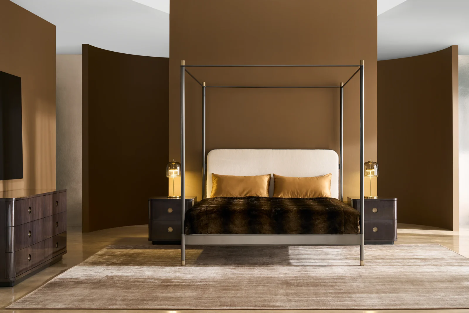 Campaign King Bed With Canopy — view 3