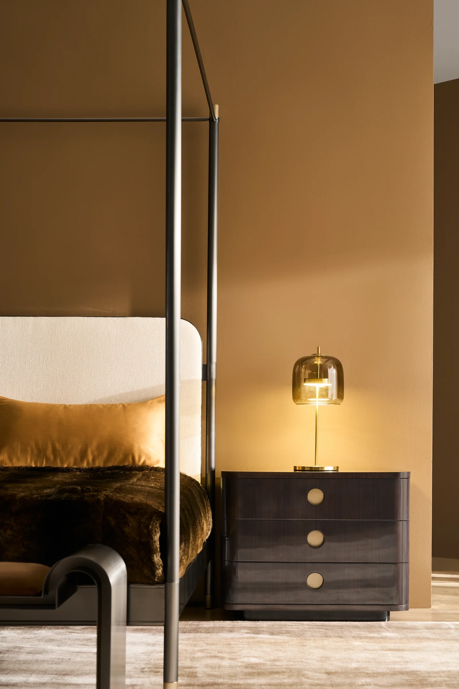 Campaign King Bed With Canopy — view 5