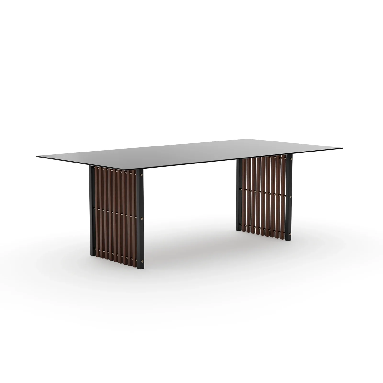 Pinstripe Dark Slatted Dining Table — view 2