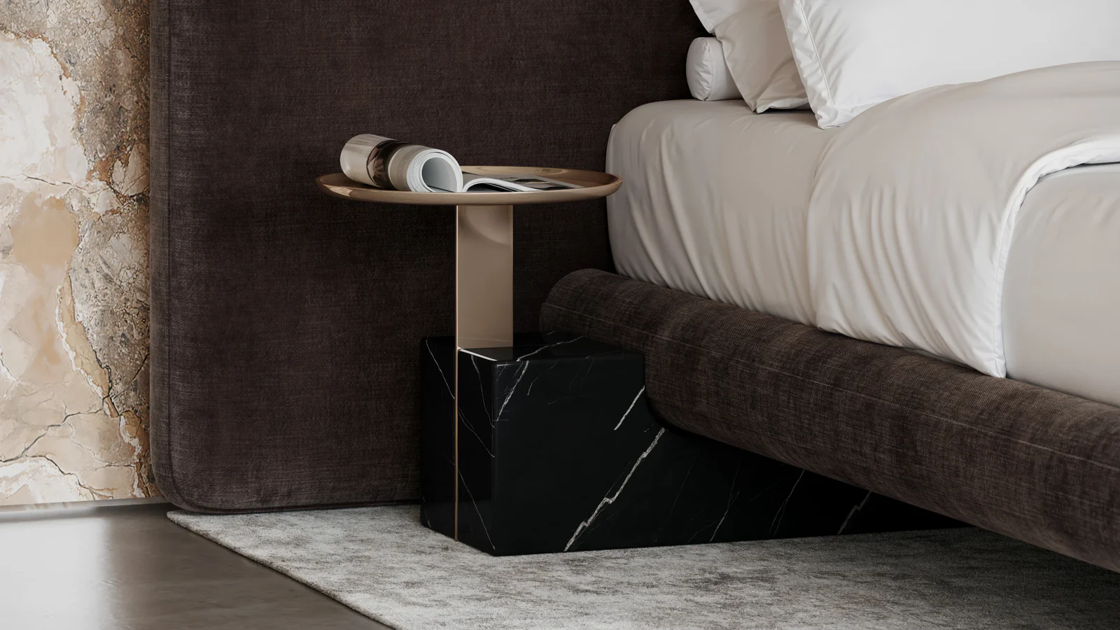 Overlap Uph 2 Pnl Kg Bed Dk Taupe — view 5