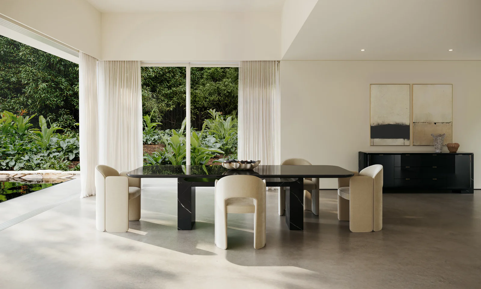 Overlap Rectangle Dining Table Dark — view 2