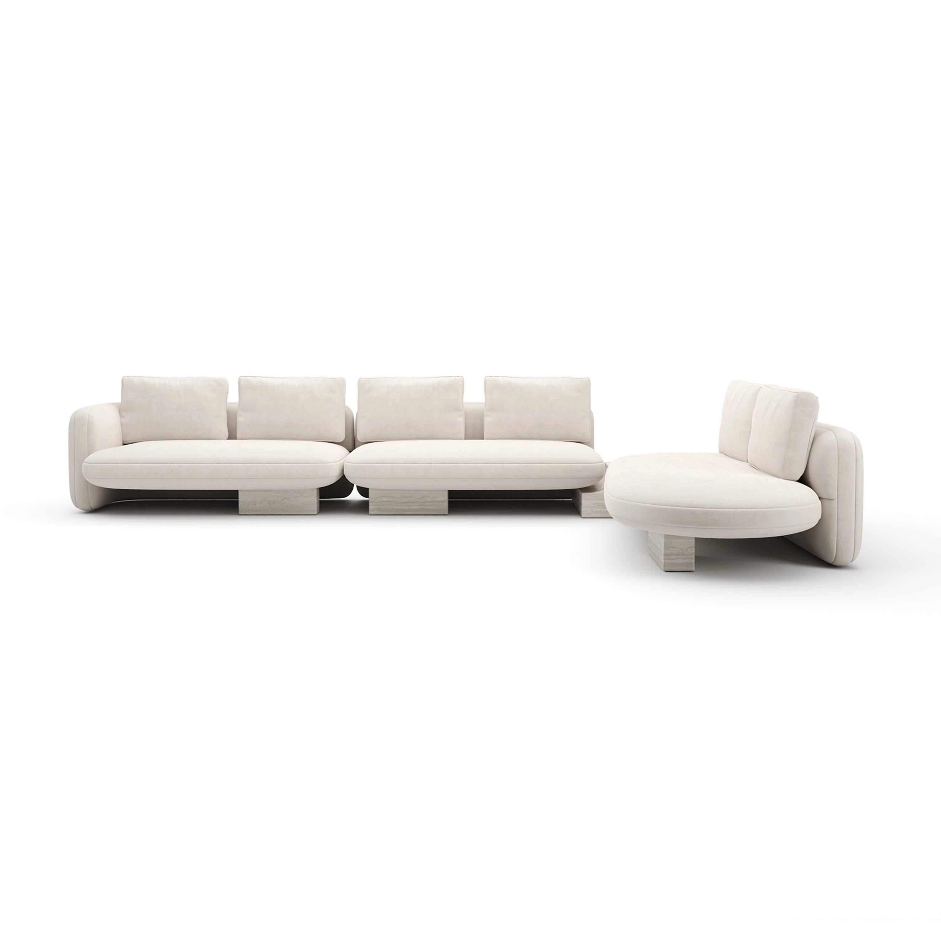 Overlap L Bumper Sectional Ecru
