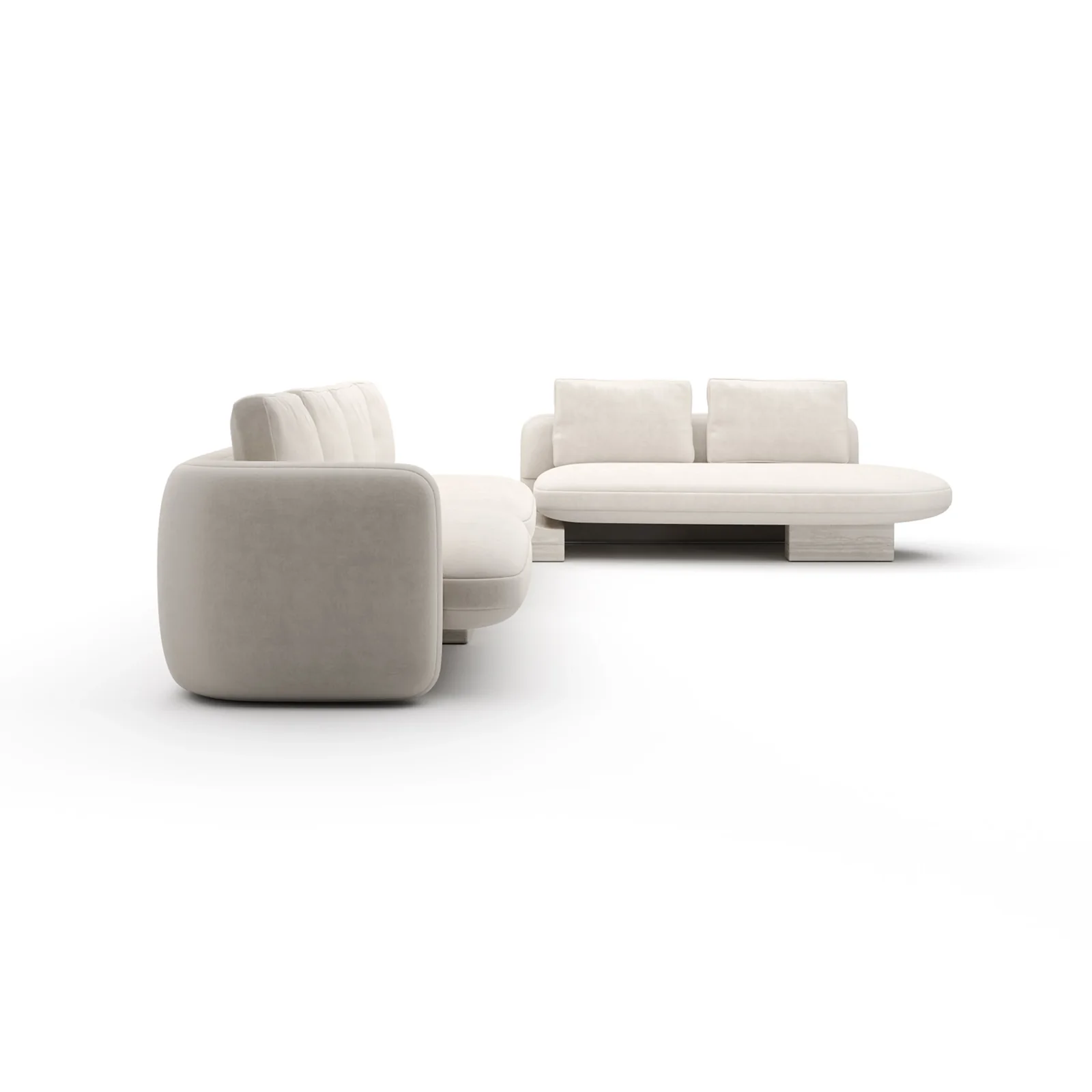 Overlap L Bumper Sectional Ecru — view 3