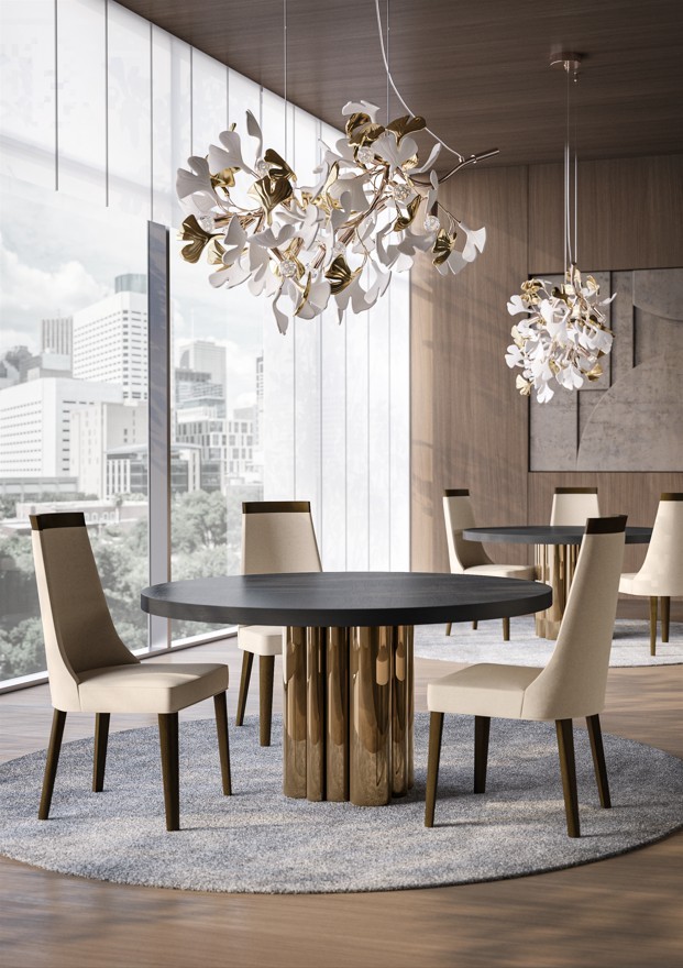 Splendor Round Dining Table in a room setting