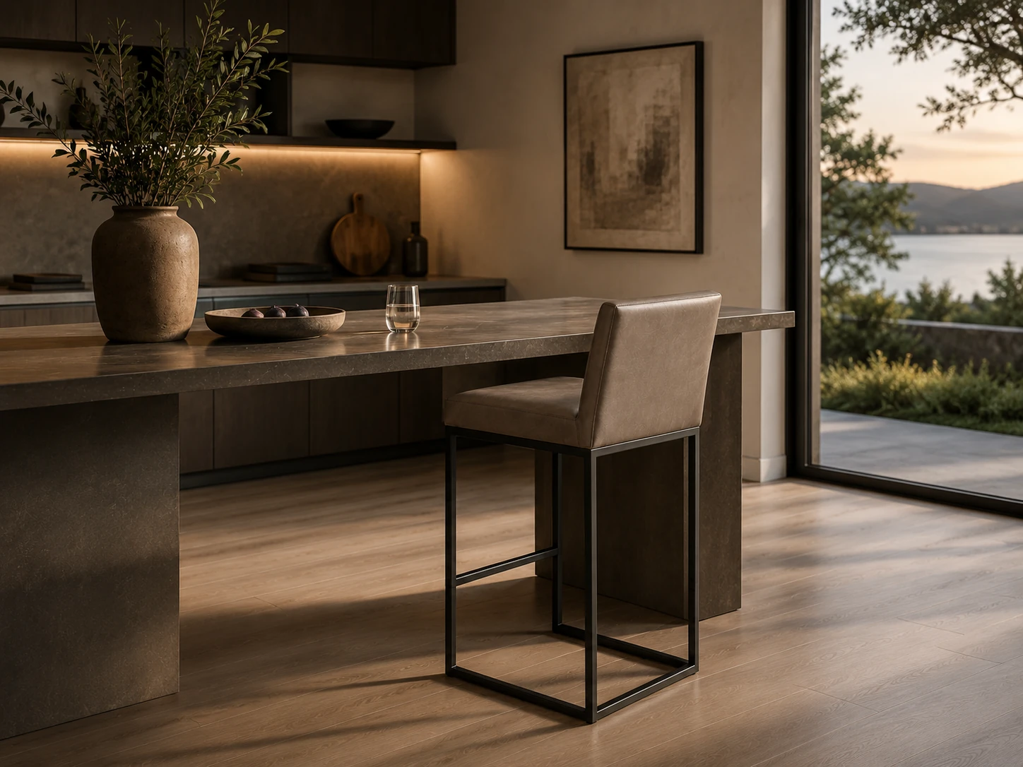 Capri Counterstool by D'Hierro — styled at an evening counter, Black finish