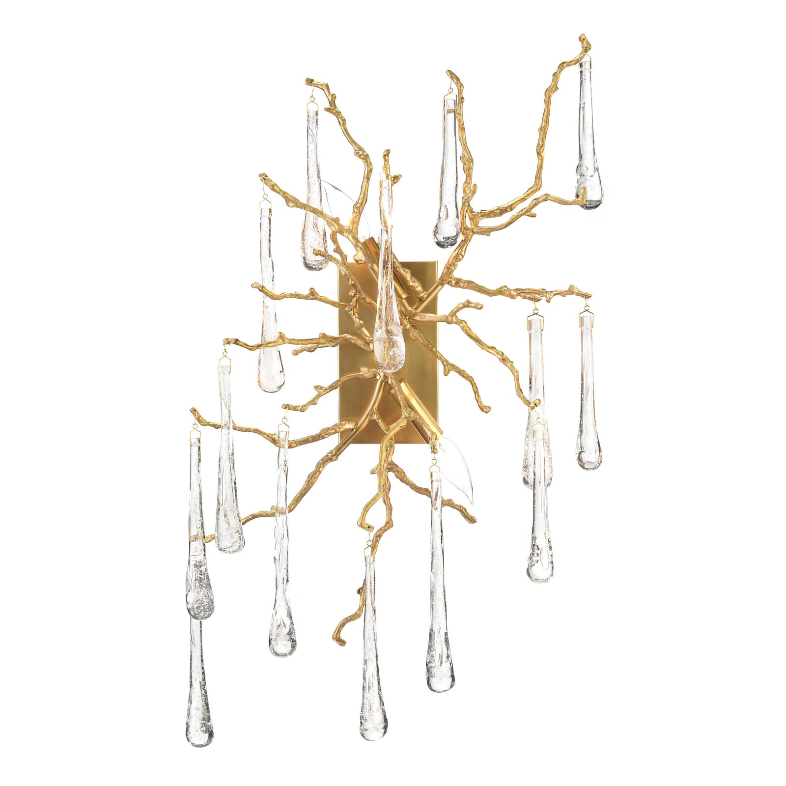 John Richard Brass And Glass Teardrop Two-Light Wall Sconce official image 1