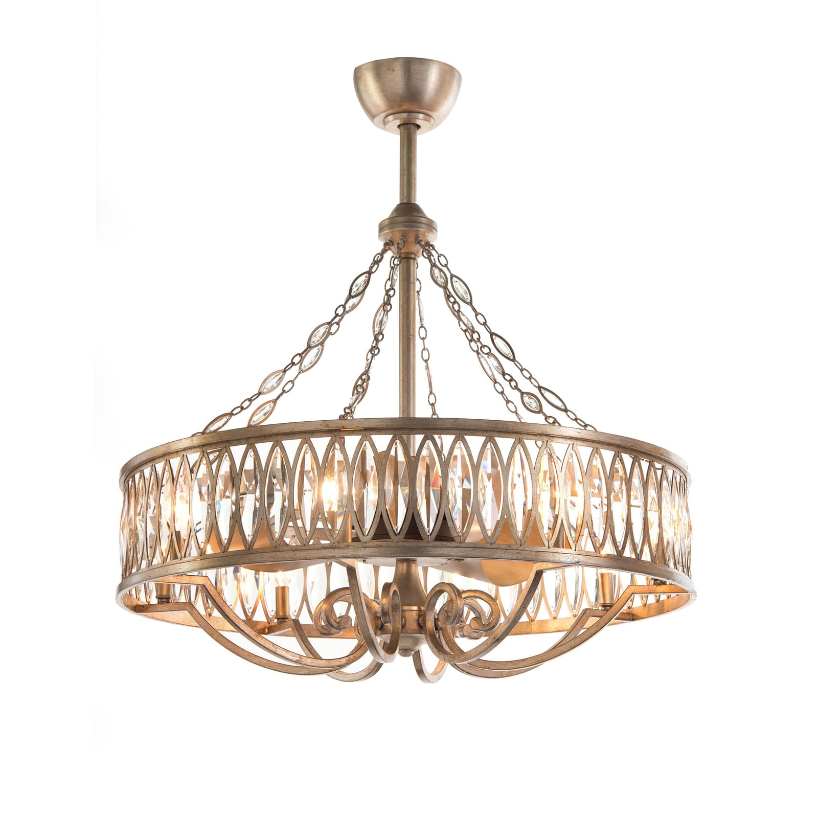 John Richard Marquise Crystal Eight-Light Pendant With Fan official image 1