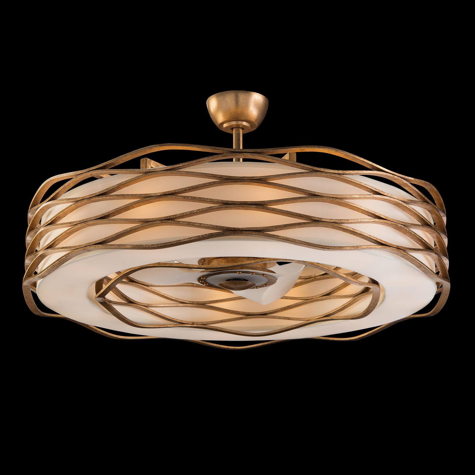 John Richard Ribbons of Gold Twelve-Light Pendant with Fan official image 1