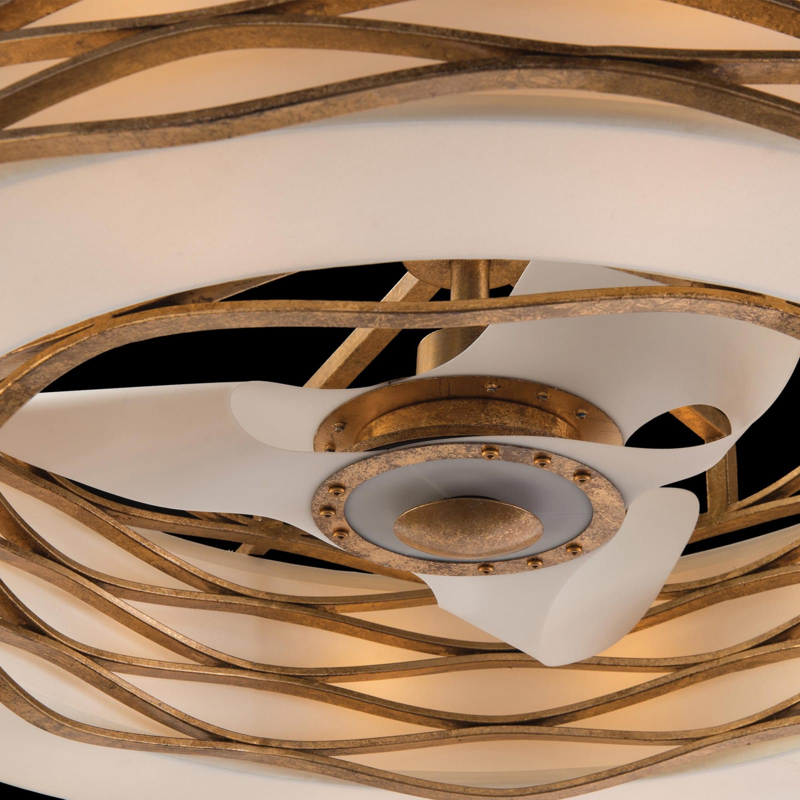 John Richard Ribbons of Gold Twelve-Light Pendant with Fan official image 2